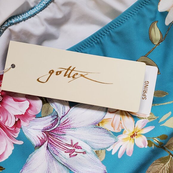 Gottex Turquoise Floral Print One Piece Swimsuit 8 - Picture 2 of 10